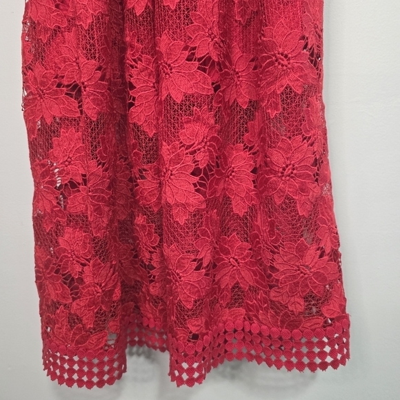 Revolve Nicholas Red Floral Lace Rouleau Ball Midi Dress Cocktail Wedding guest - Picture 7 of 11